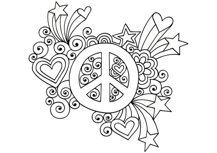 Simple and attractive free printable peace sign coloring pages