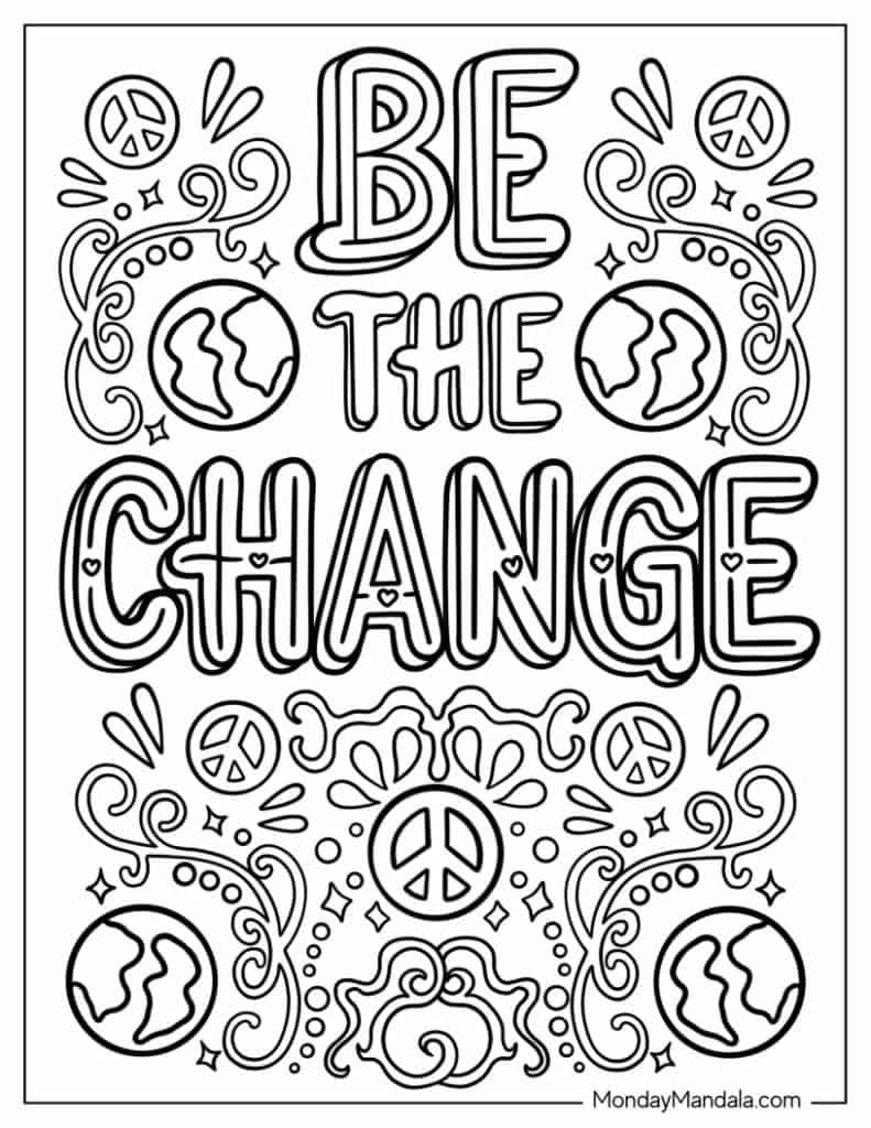Peace coloring pages free pdf printables