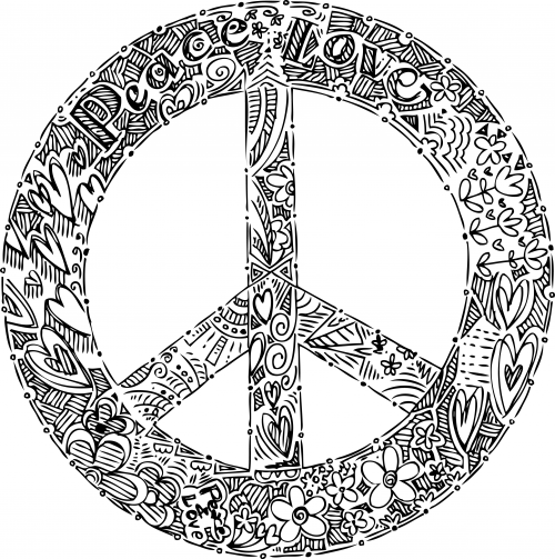 Doodle coloring page â peace sign