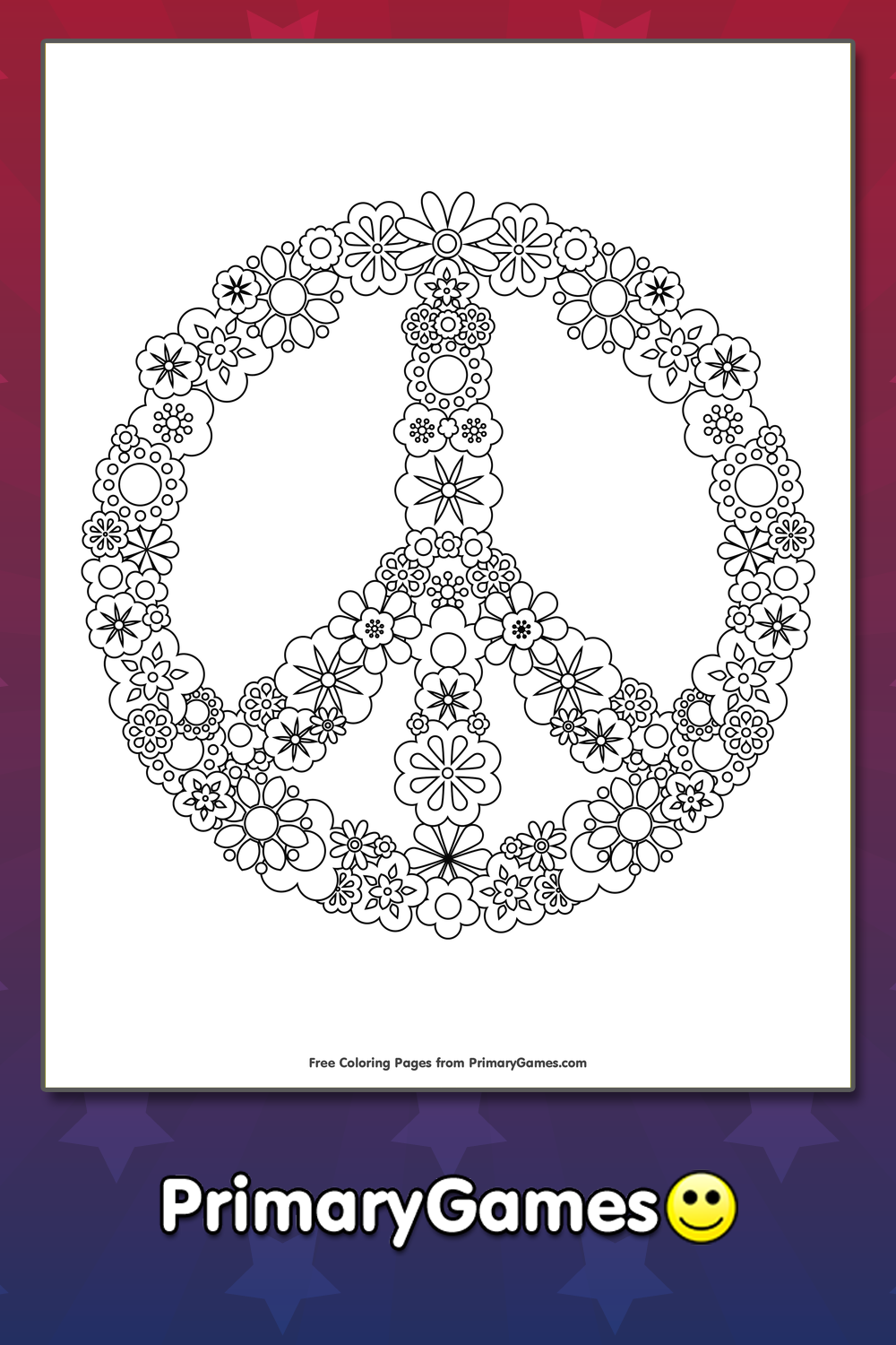 Peace sign made of flowers coloring page â free printable pdf from