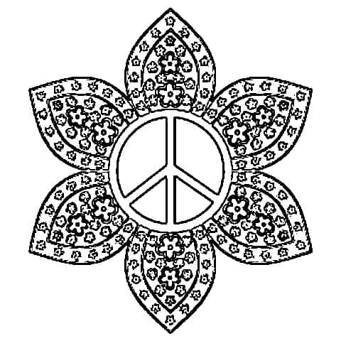 Peace sign mandala coloring page