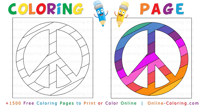 Colorful peace symbol free online coloring page