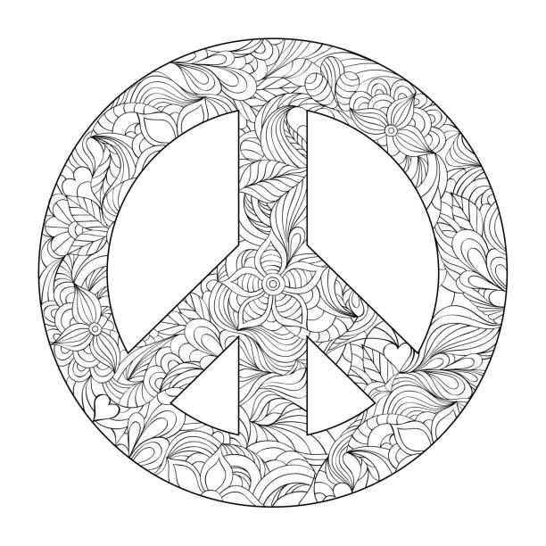 Floral peace symbol stock illustration
