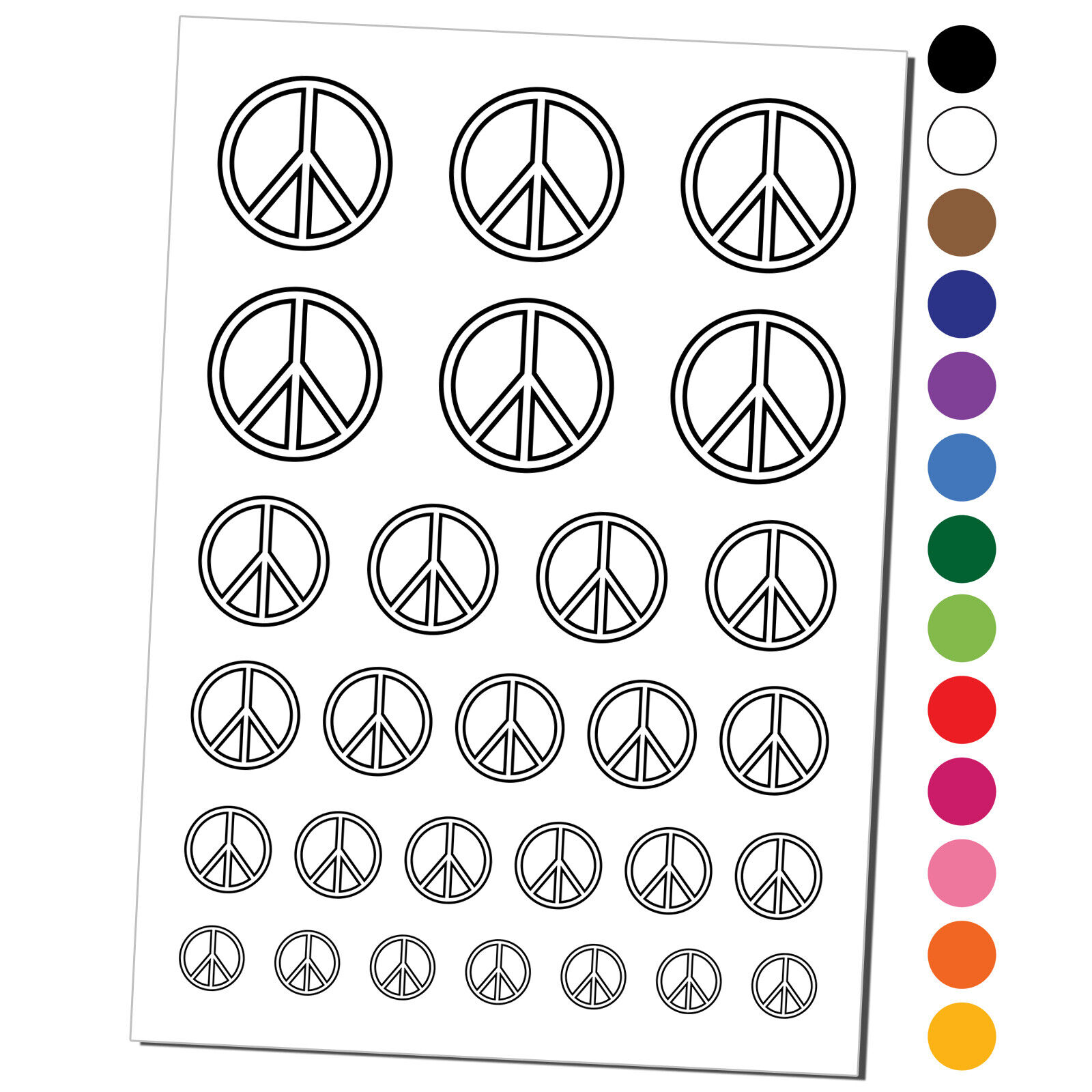 Peace sign outline temporary tattoo water resistant set