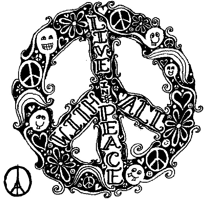 Art therapy coloring page peace for paris live in peace with all