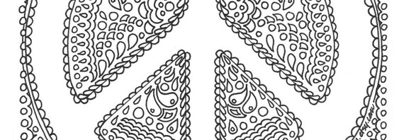 Peace sign printable adult coloring page