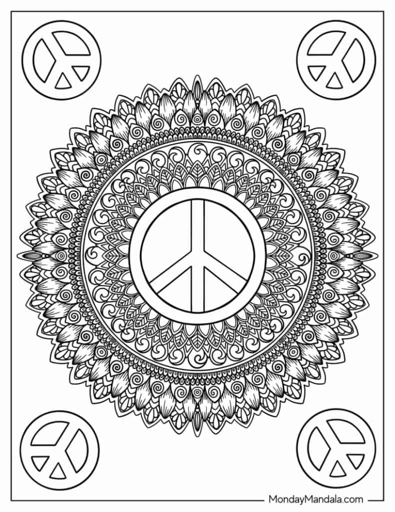 Peace coloring pages free pdf printables