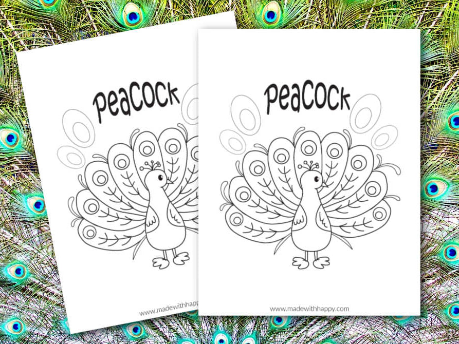 Free printable peacock coloring page