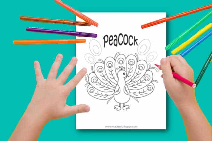 Free printable peacock coloring page