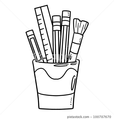 Back to school pencil case isolated coloring page