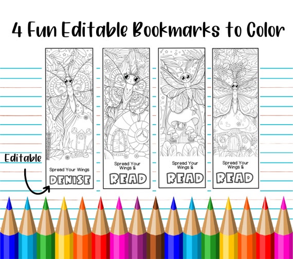 Printable adult coloring pages bookmarks editable template digital download