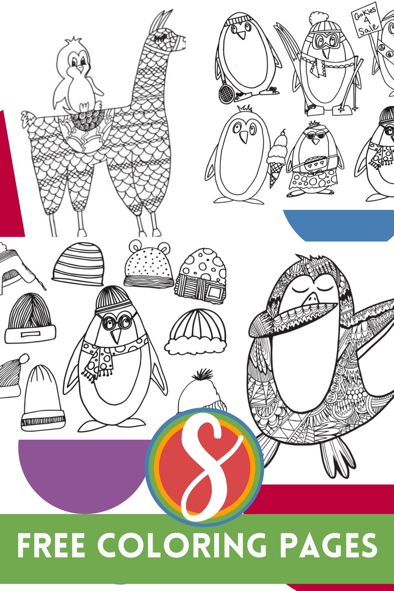 Free penguin coloring pages â stevie doodles