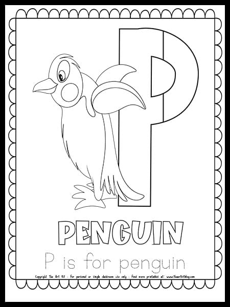 Letter p is for penguin free printable coloring page â the art kit