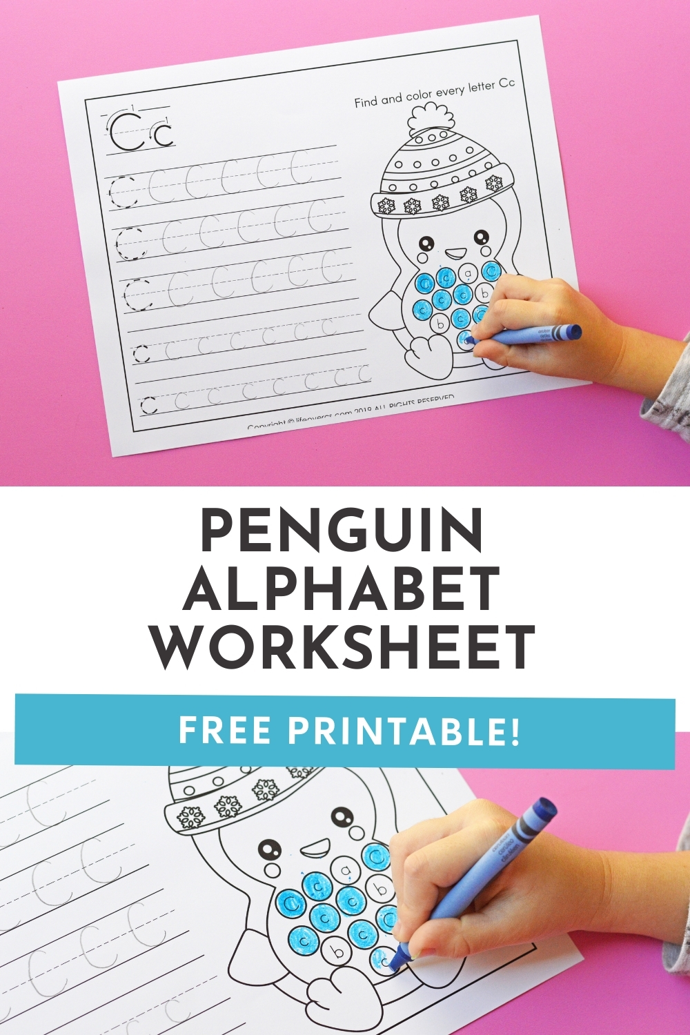 Free printable penguin theme preschool alphabet worksheets