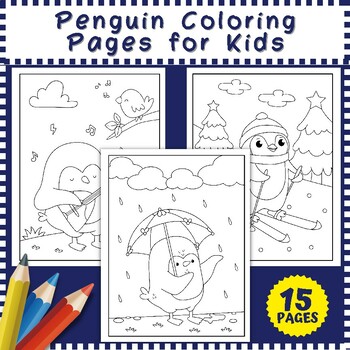 Penguin coloring pages for kids by felixes tpt