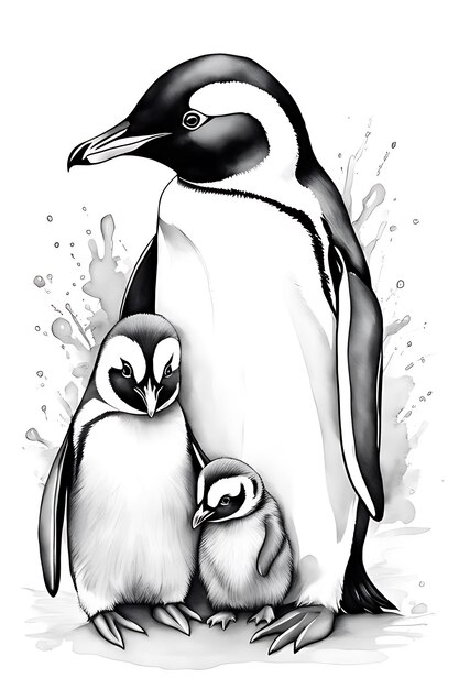 Premium ai image penguin coloring page printable qualityblack and white poster quality