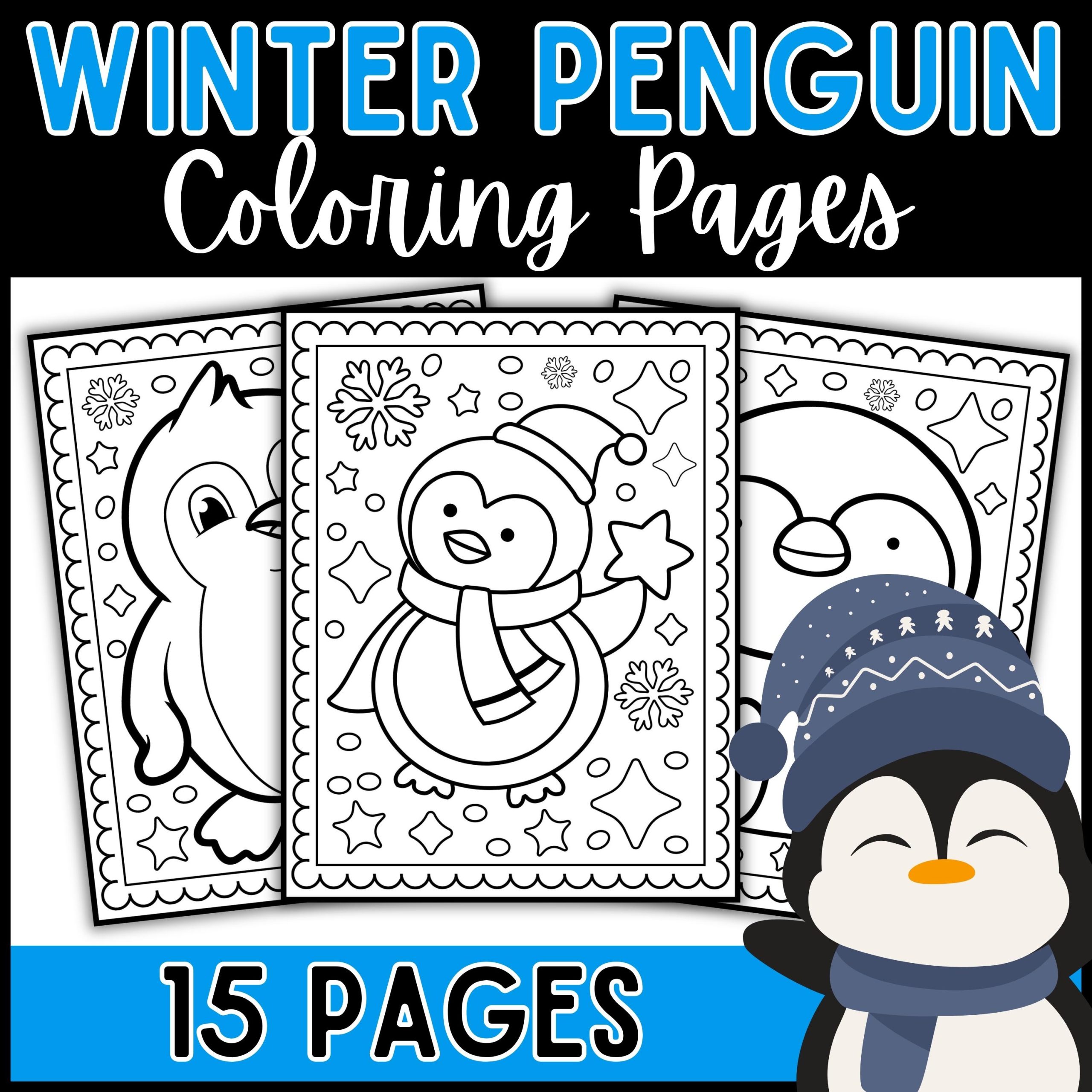 Winter penguins coloring pages