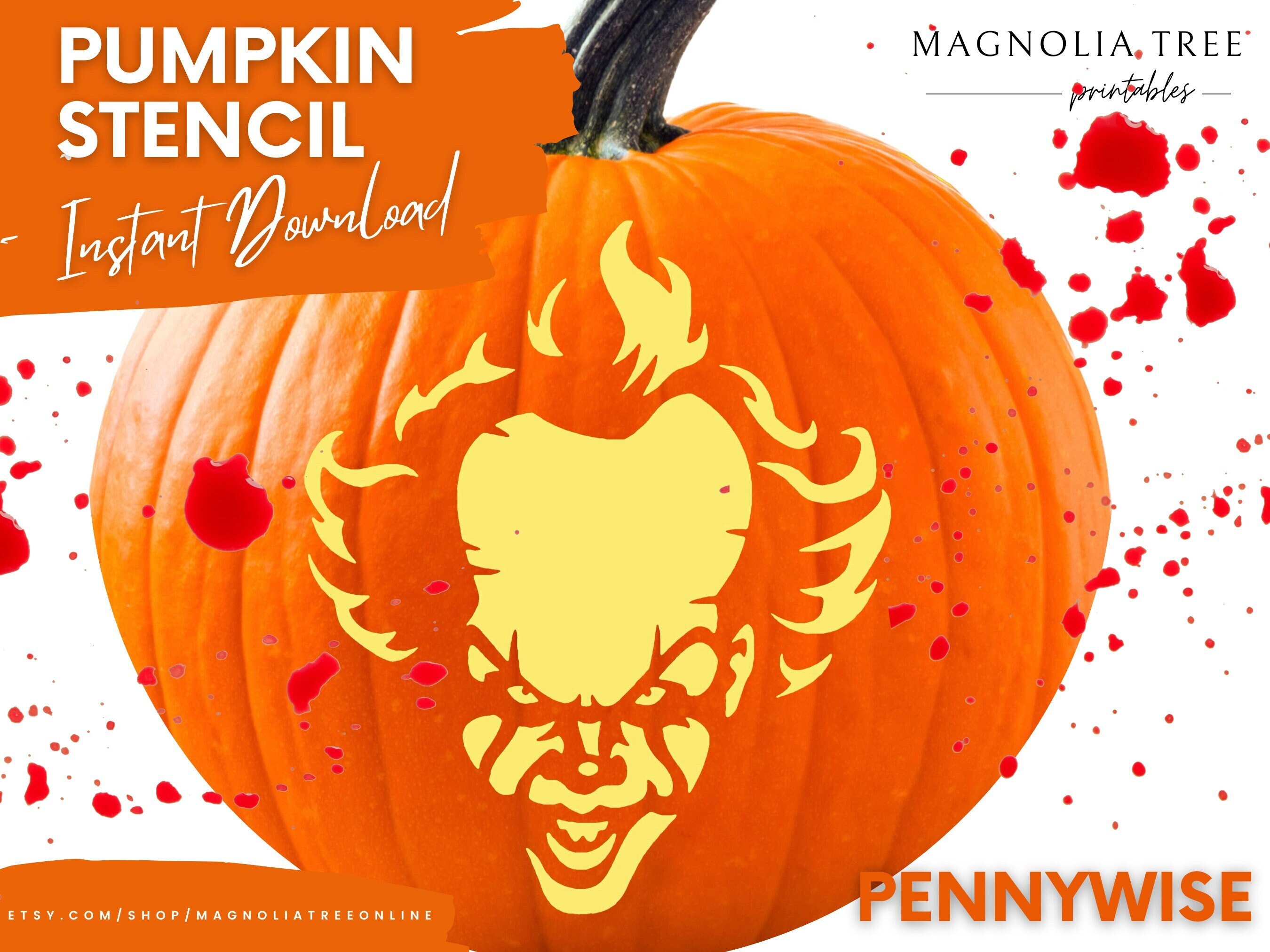 Iconic pennywise it horror movie printable pumpkin stencil