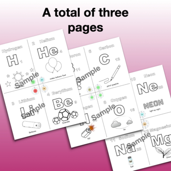 Periodic table coloring sheet elements