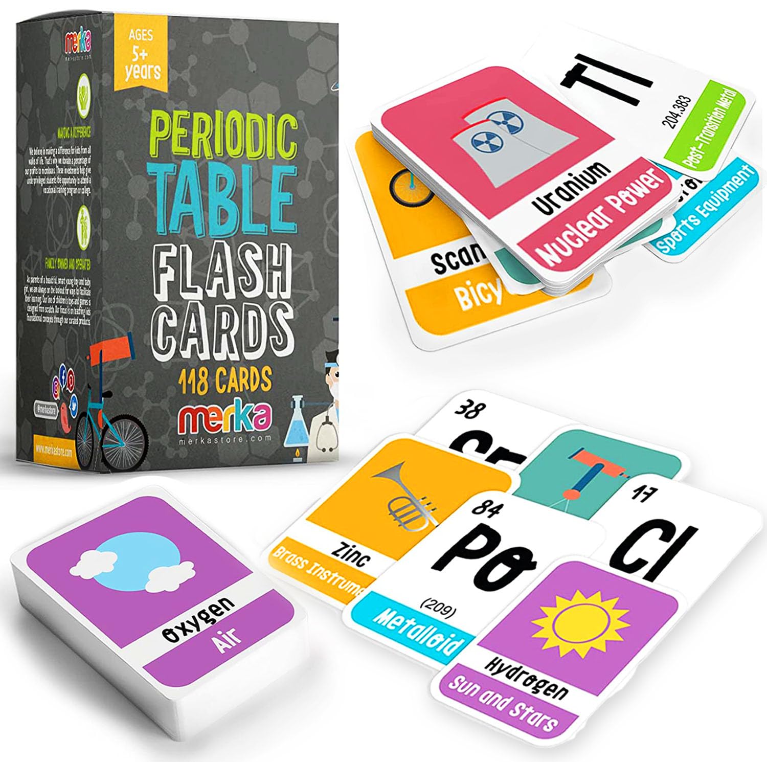 Merka periodic table of elements periodic table for kids periodic table flashcards flash cards an engaging way to learn science and chemistry educational flashcards toys games