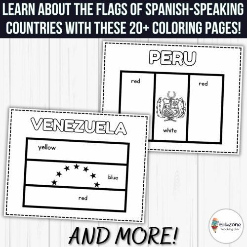 Printable hispanic countries flags coloring pages to promote creativity made by teachers