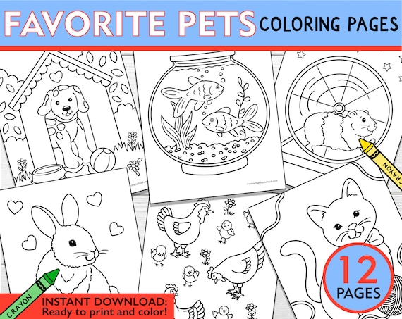 Pets coloring pages pet friends coloring pages favorite pets coloring sheets pets coloring pages printable instant download pet coloring