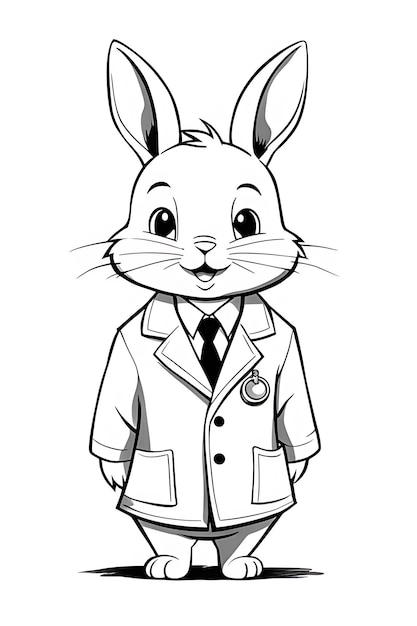 Premium ai image cute rabbit coloring page