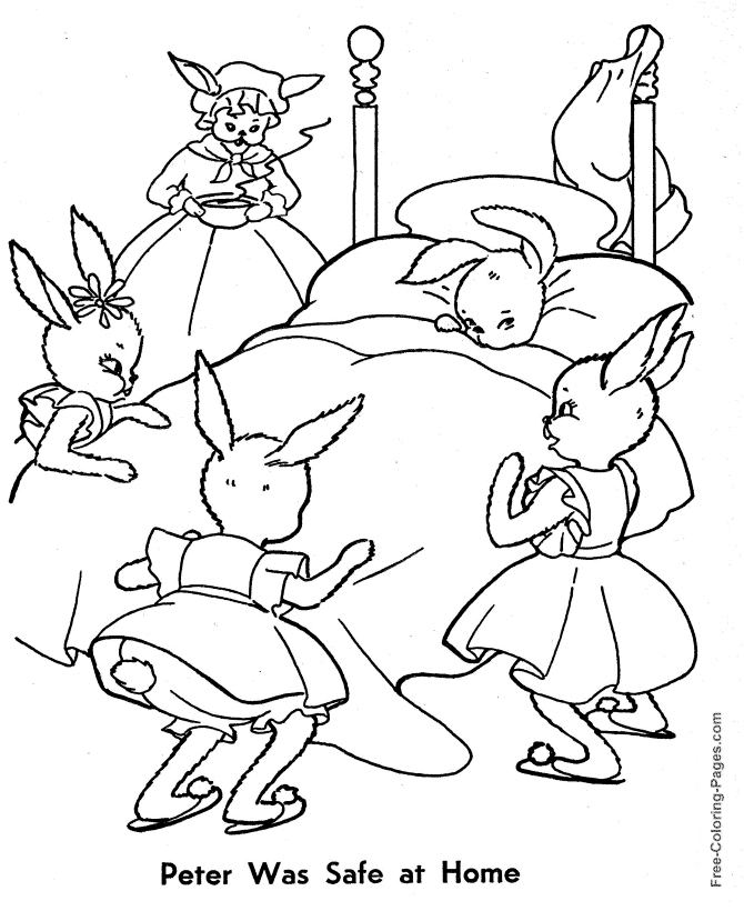 Peter rabbit story safe at home coloring page