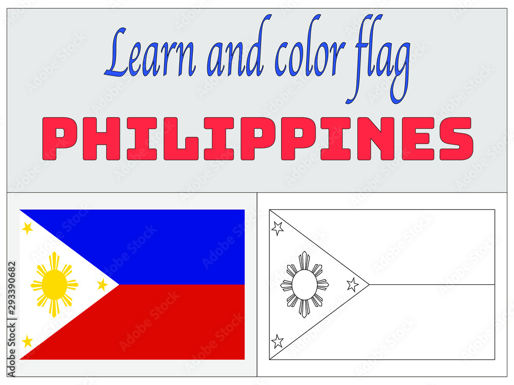 Philippines national flag coloring book for education and learning original colors and proportion simply vector illustration from countries flag set vector