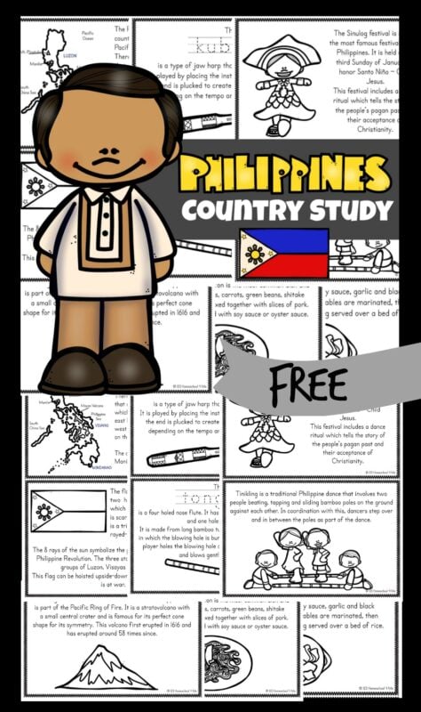 Philippines for kids printable reader with facts and pictures to color