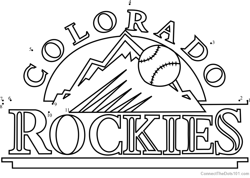 Colorado rockies logo dot to dot printable worksheet