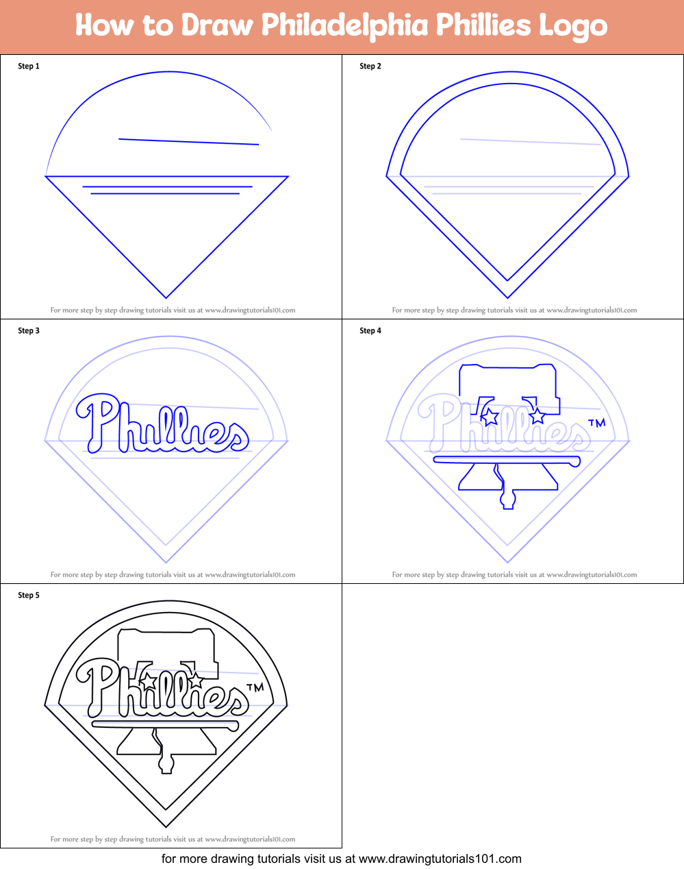 How to draw philadelphia phillies logo mlb step by step