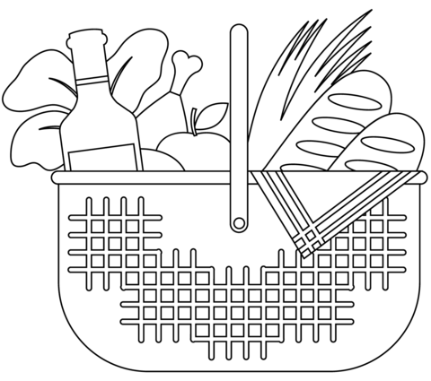 Picnic basket coloring page free printable coloring pages