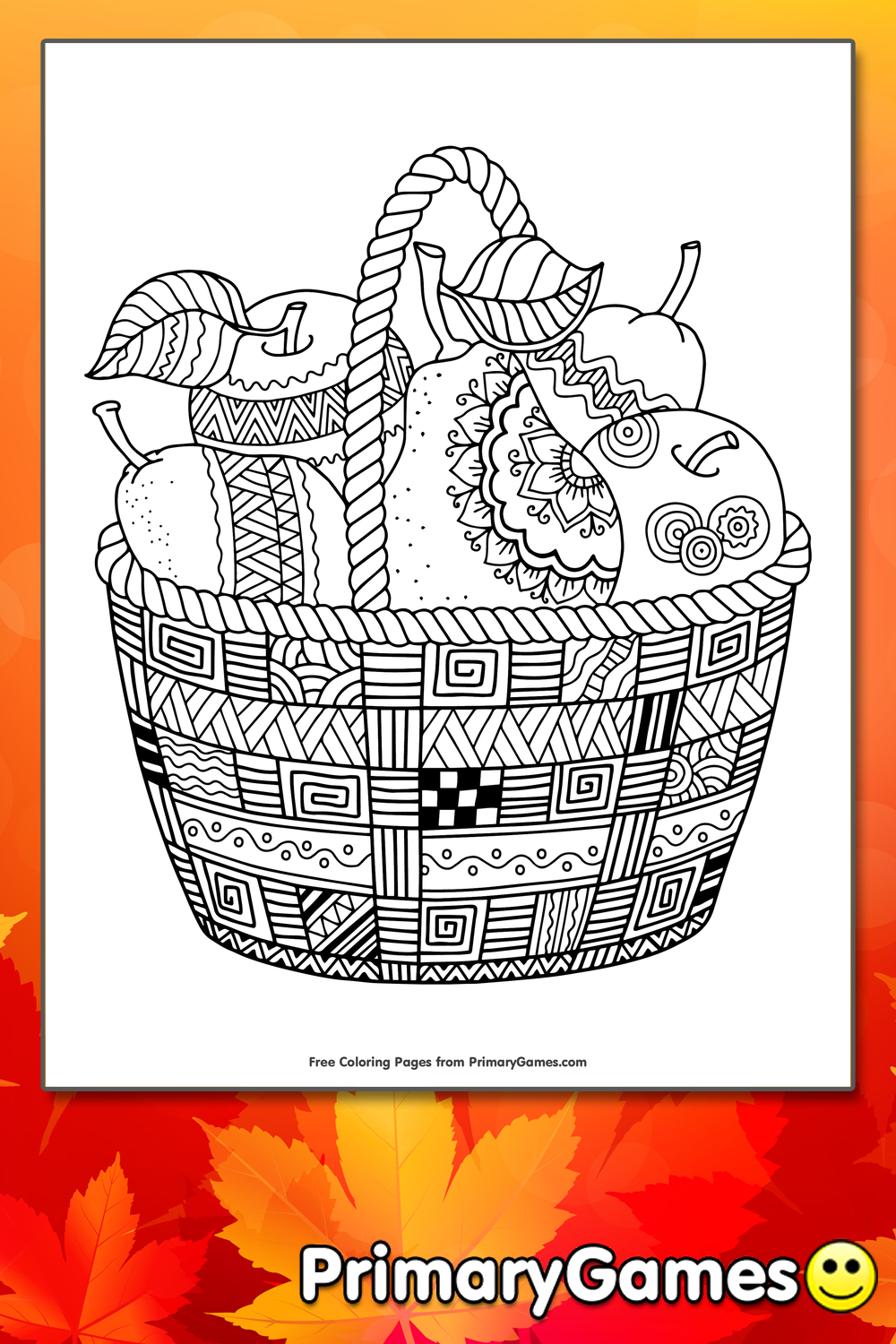 Basket of apples and pears coloring page â free printable pdf from