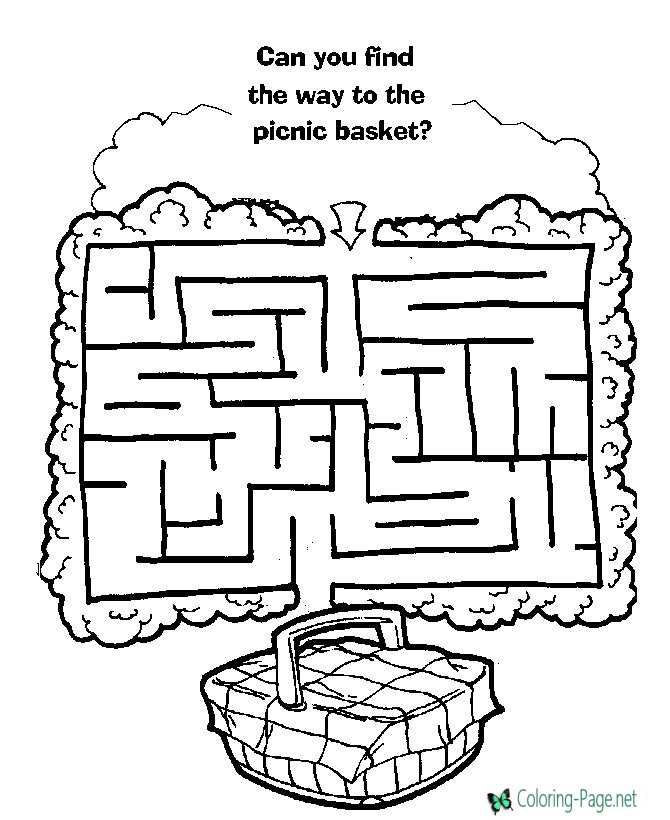 Picnic basket maze printable mazes