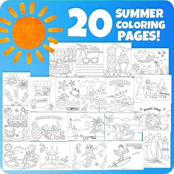 Fun summer coloring pages for kids mrs merry