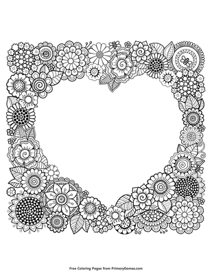 Heart frame coloring page â free printable pdf from