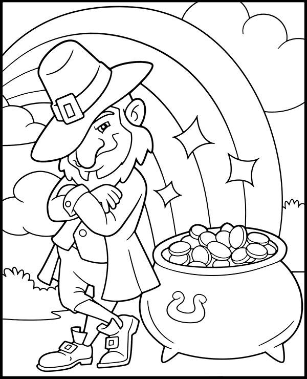 St patrick coloring sheet leprechaun gold