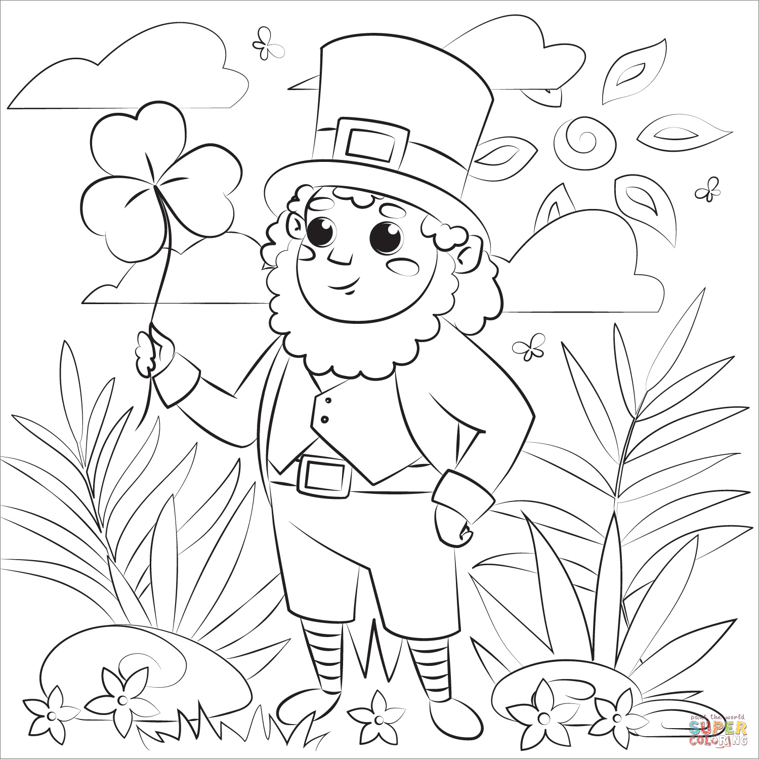 Leprechaun coloring page free printable coloring pages