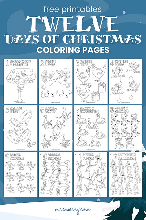 Days of christmas printable coloring pages mrs merry