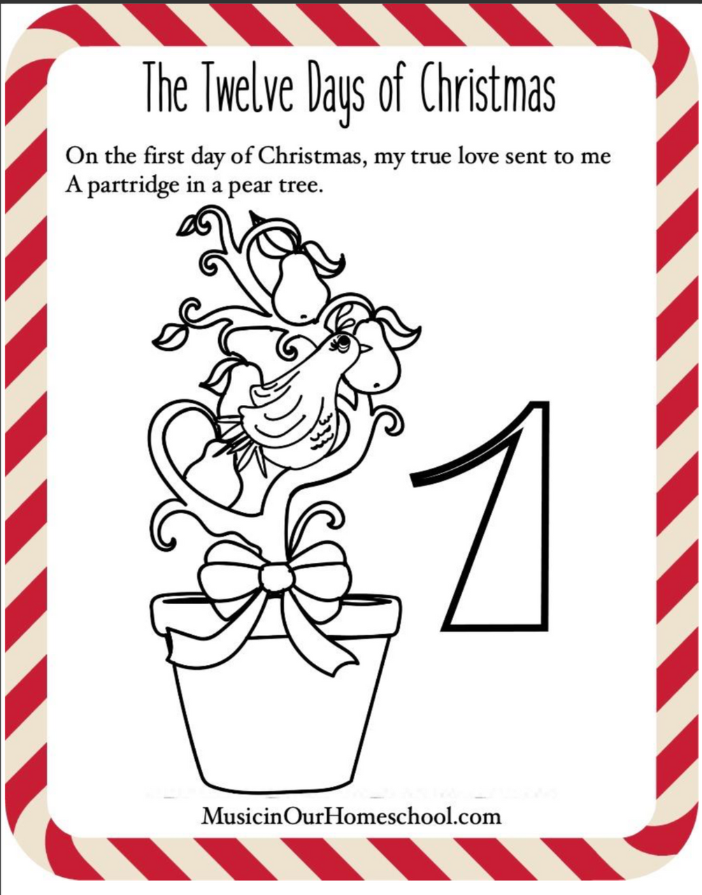 Christmas song lyric sheets with days coloring pages