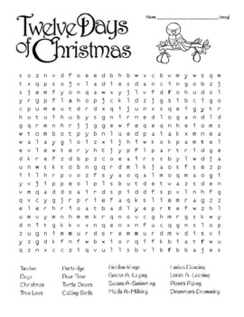 Days of christmas basic wordsearch with key coloring pages zentangles
