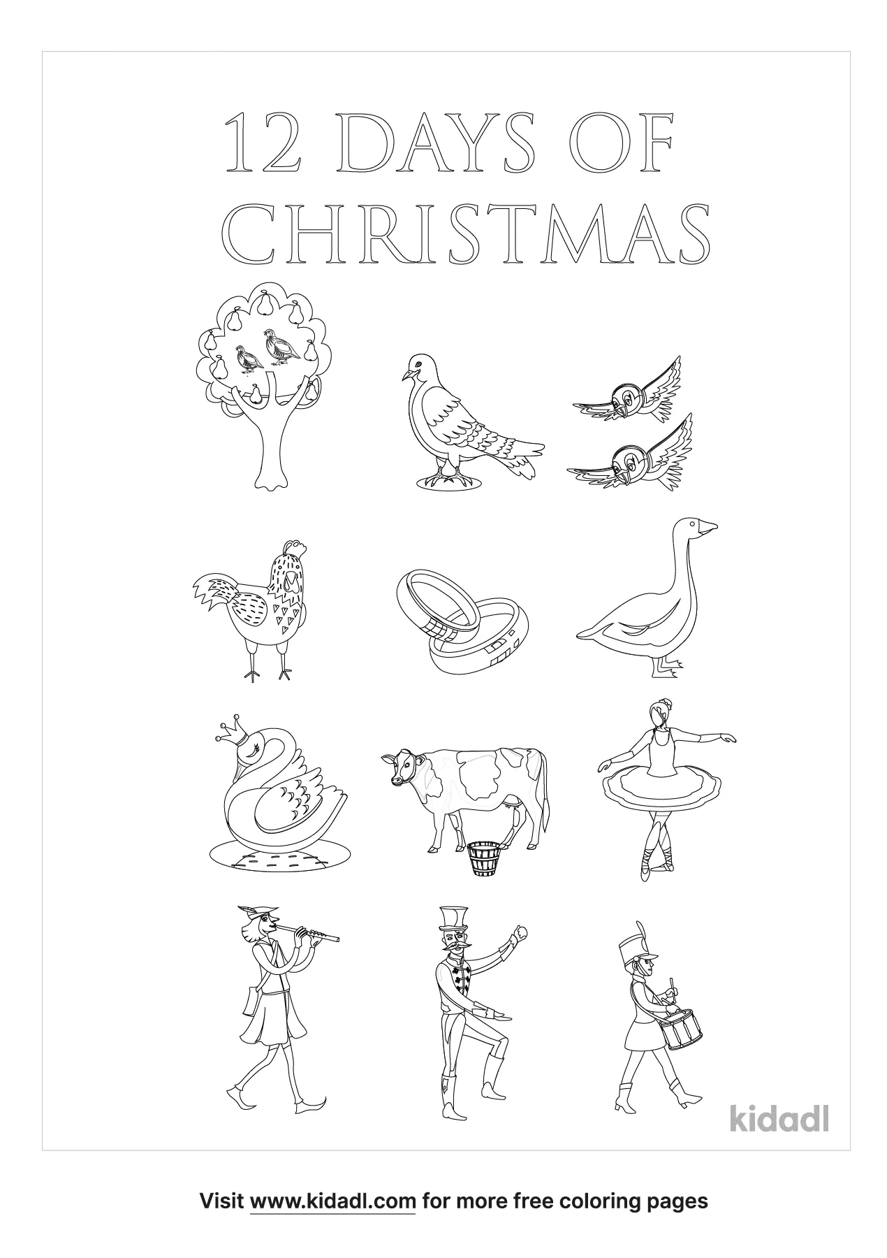 Free days of christmas coloring page coloring page printables