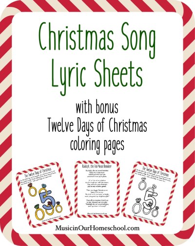 Christmas printable set and video lesson music in our homeschool