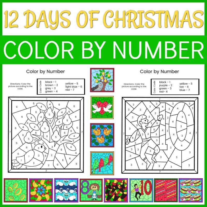 Christmas color by number printables