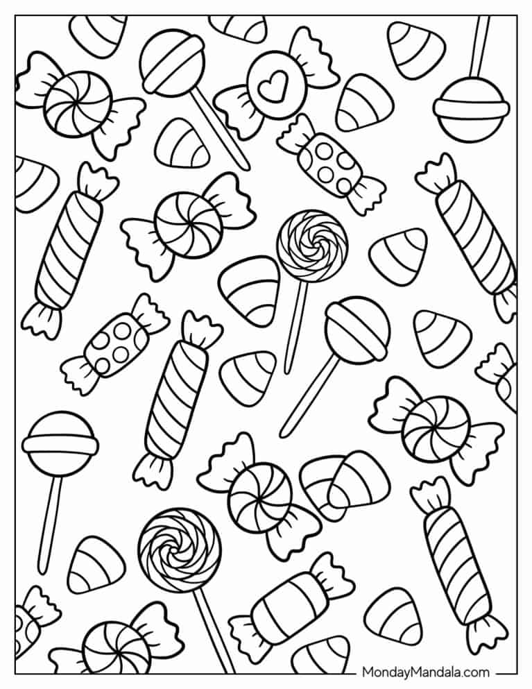 Candy coloring pages free pdf printables