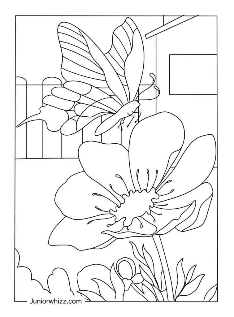 Butterflies and flowers coloring pages printable pdfs
