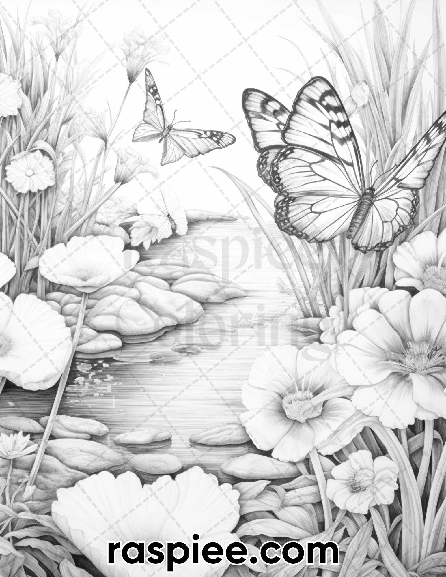 Butterfly garden grayscale adult coloring pages printable pdf inst â coloring