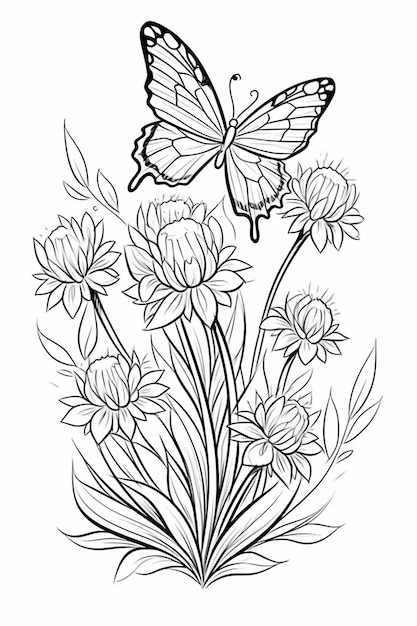Page butterfly flower coloring pages printable images