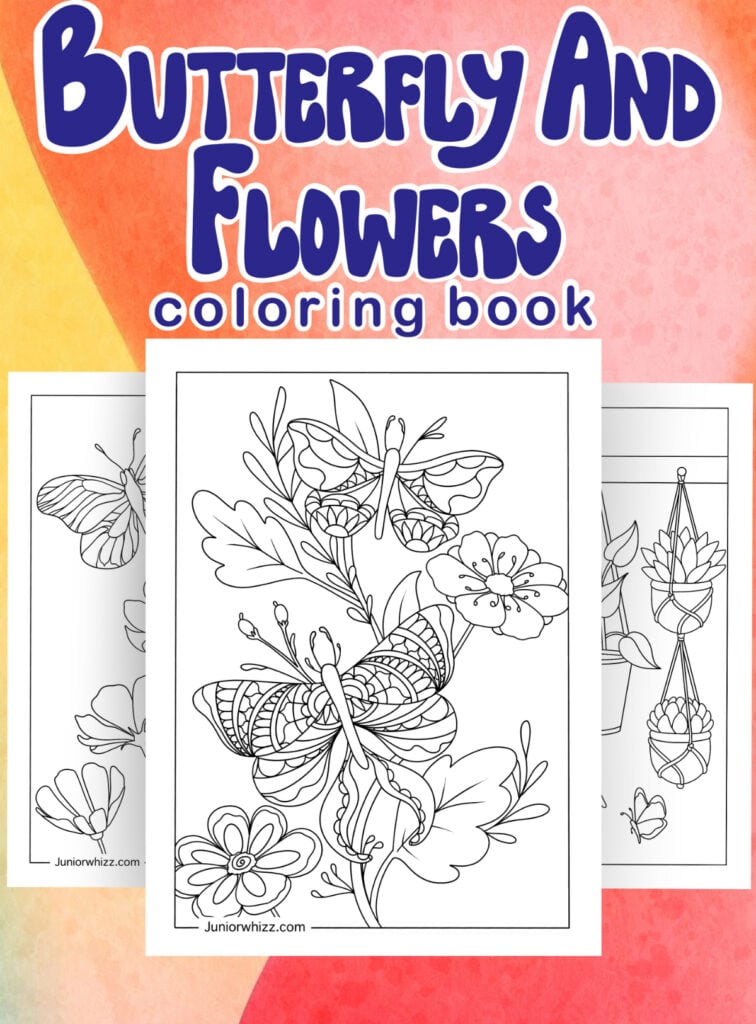 Butterflies and flowers coloring pages printable pdfs